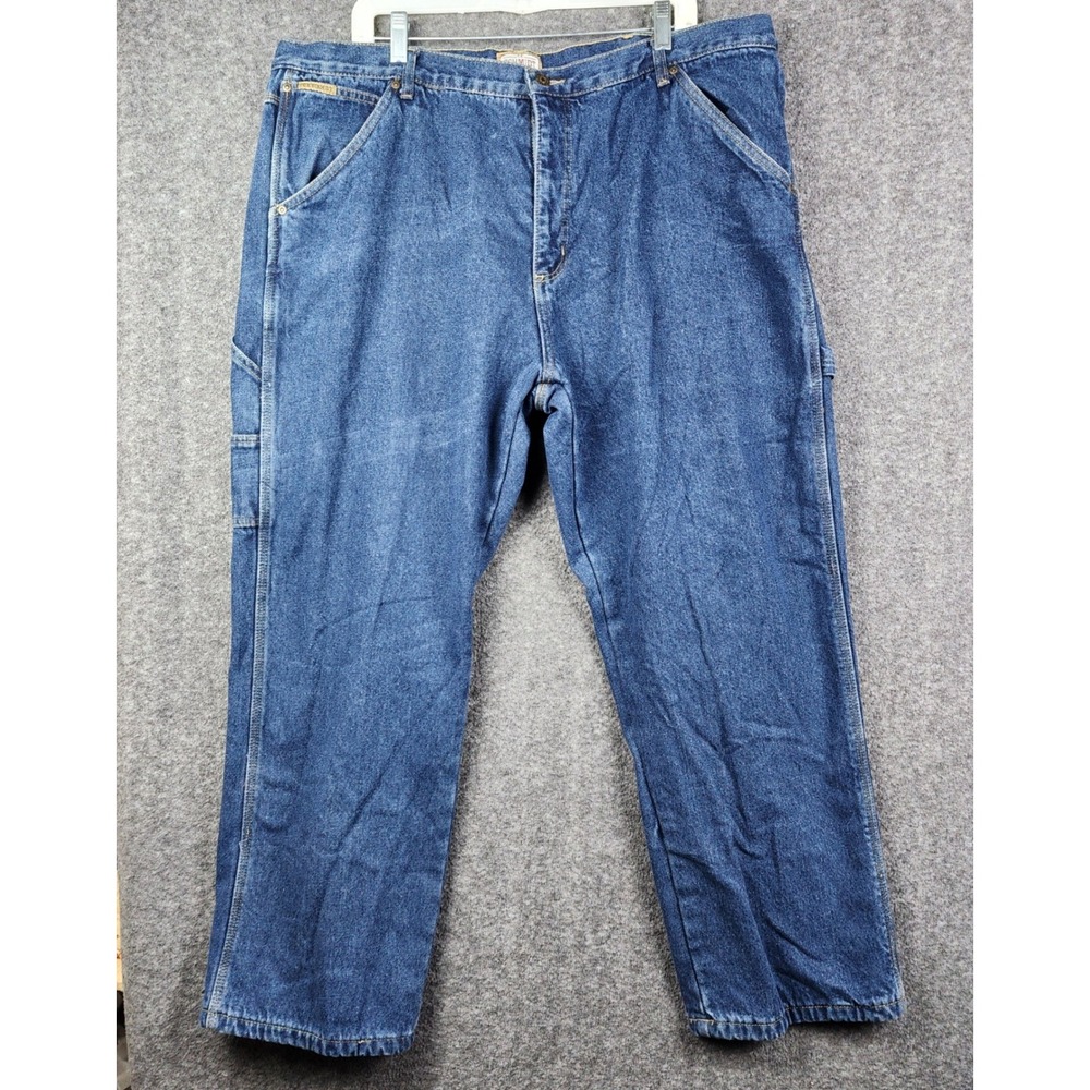 CE Schmidt Flannel Lined Carpenter Jeans Mens‎ 42x30 Blue Denim Plaid Insulated